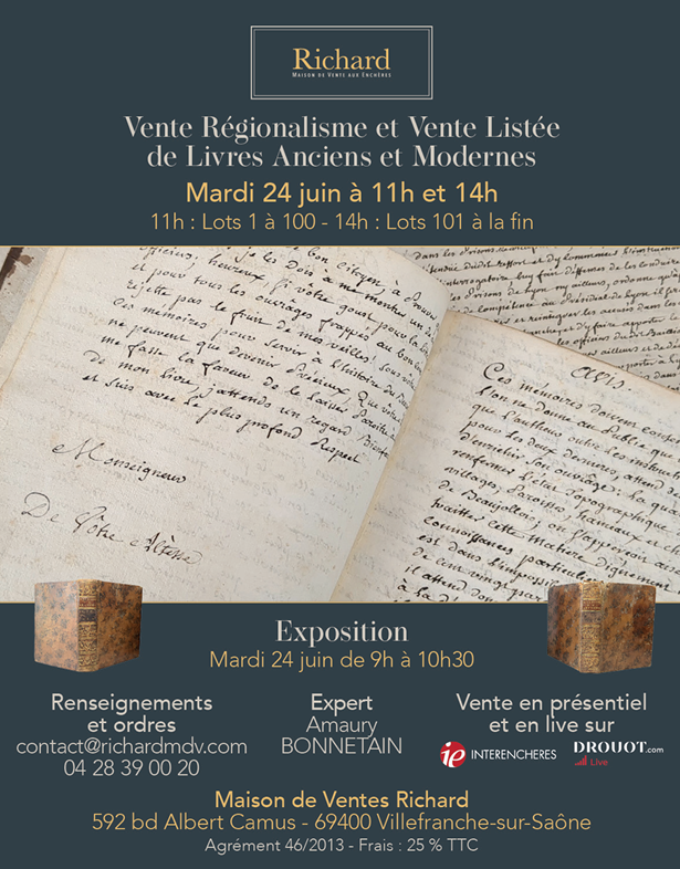 Vente de livres anciens avec Amaury Bonnetain, l 24 juin à Villefranche